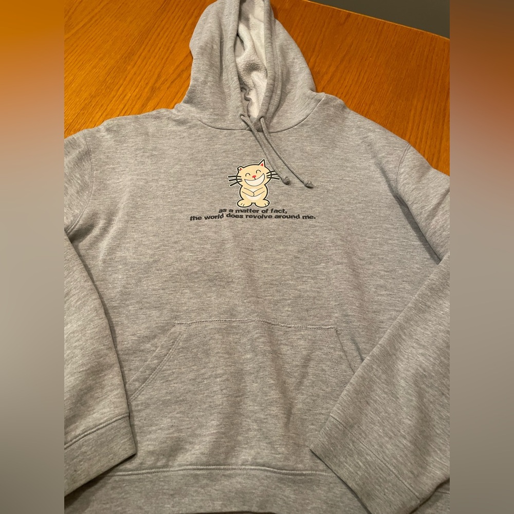 Gray Cat Graphic Hoodie Junior Girls